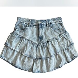 Light Blue Denim Tiered Skirt